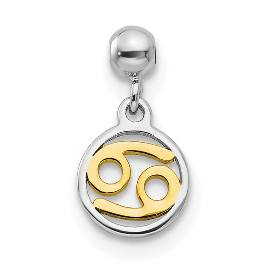 Sterling Silver Mio Memento Rhodium-Plated Gold-Tone Dangle Cancer Charm