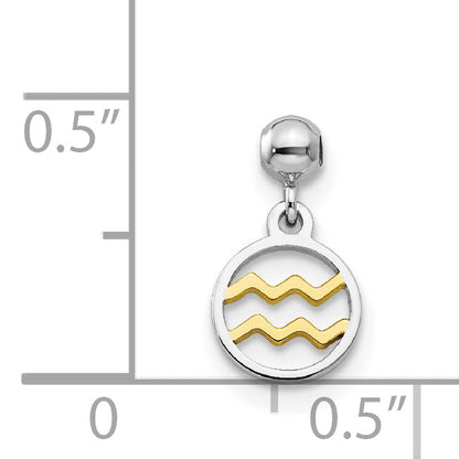 Sterling Silver Mio Memento Rhodium-Plated Gold-Tone Dangle Aquarius Charm