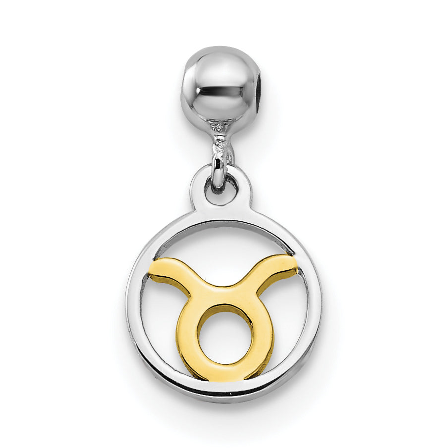 Sterling Silver Mio Memento Rhodium-Plated Gold-Tone Dangle Taurus Charm