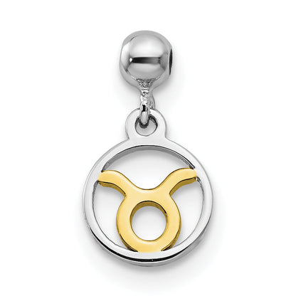 Sterling Silver Mio Memento Rhodium-Plated Gold-Tone Dangle Taurus Charm