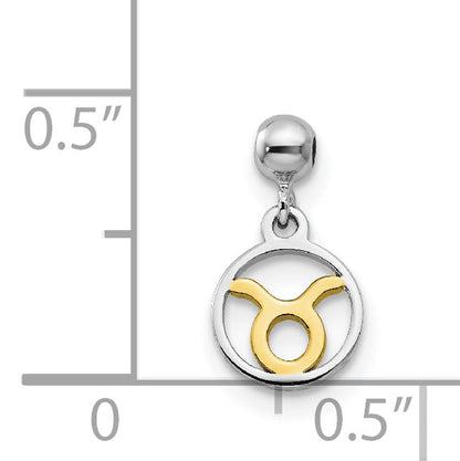 Sterling Silver Mio Memento Rhodium-Plated Gold-Tone Dangle Taurus Charm