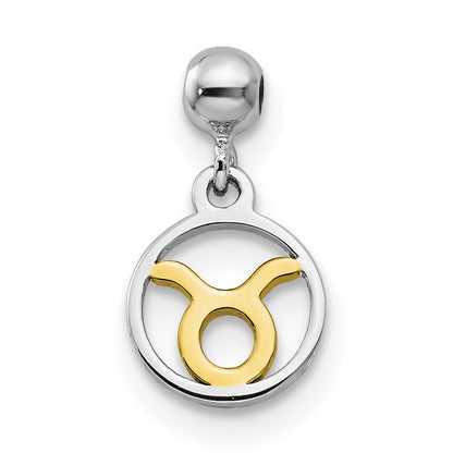 Sterling Silver Mio Memento Rhodium-Plated Gold-Tone Dangle Taurus Charm