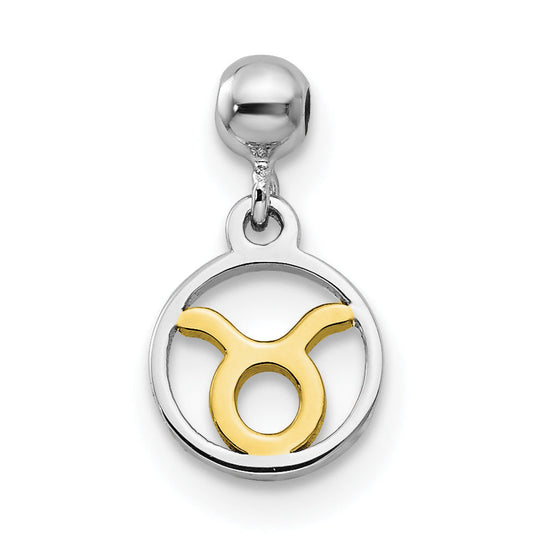 Sterling Silver Mio Memento Rhodium-Plated Gold-Tone Dangle Taurus Charm