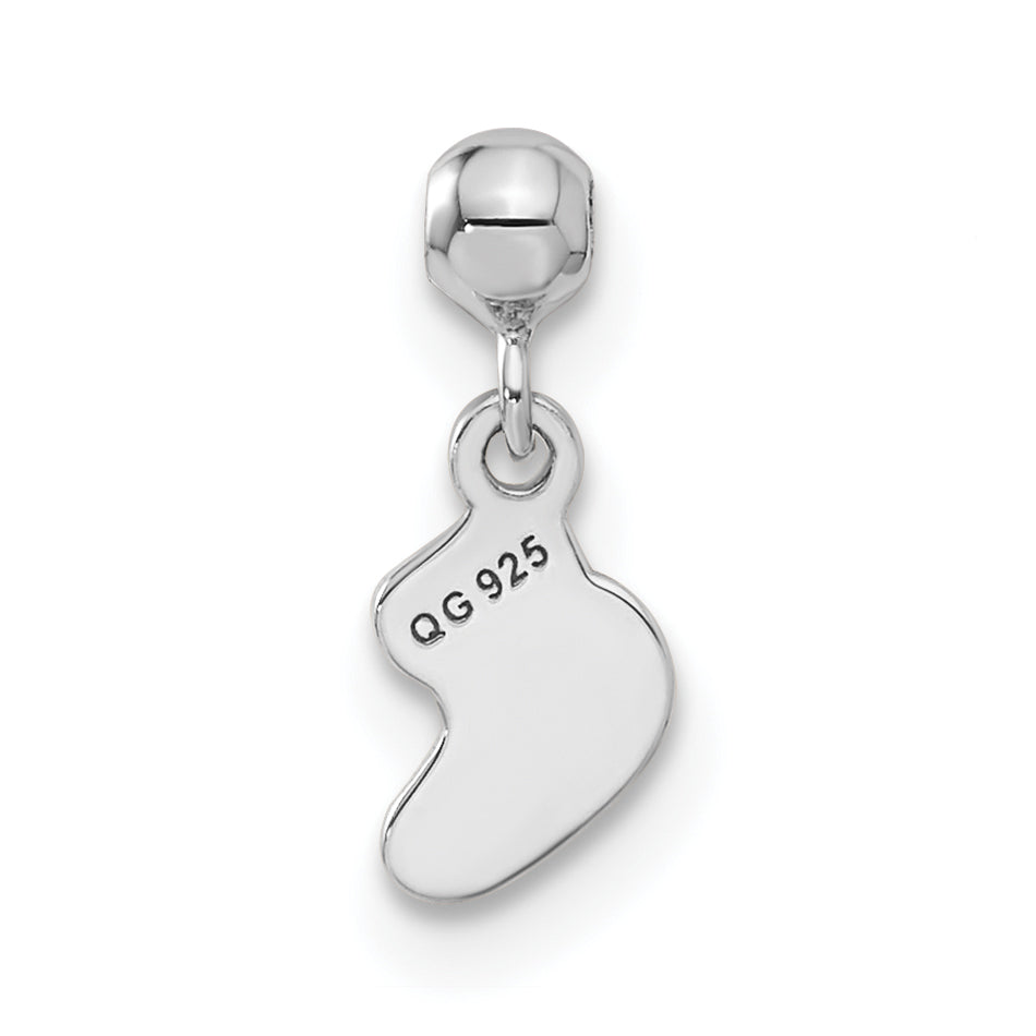 Sterling Silver Mio Memento Pink Enamel Dangle Baby Sock Charm
