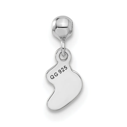 Sterling Silver Mio Memento Pink Enamel Dangle Baby Sock Charm