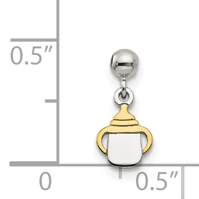 Sterling Silver Mio Memento Gold Tone Dangle Baby Bottle Charm