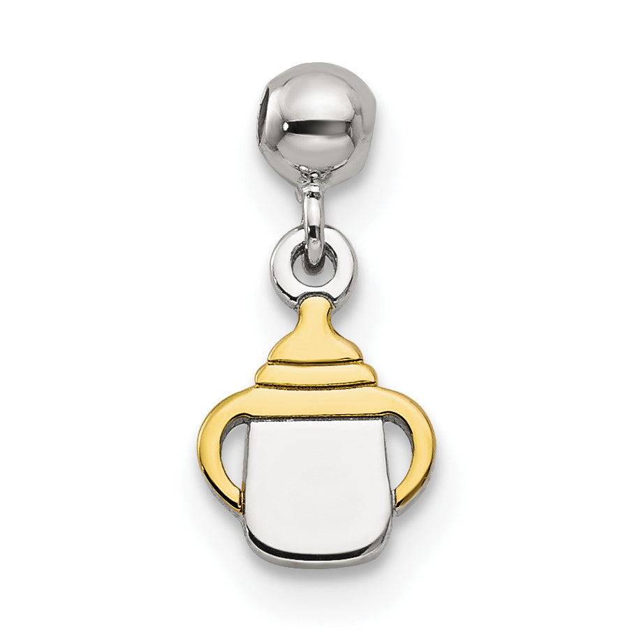 Sterling Silver Mio Memento Gold Tone Dangle Baby Bottle Charm
