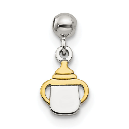Sterling Silver Mio Memento Gold Tone Dangle Baby Bottle Charm