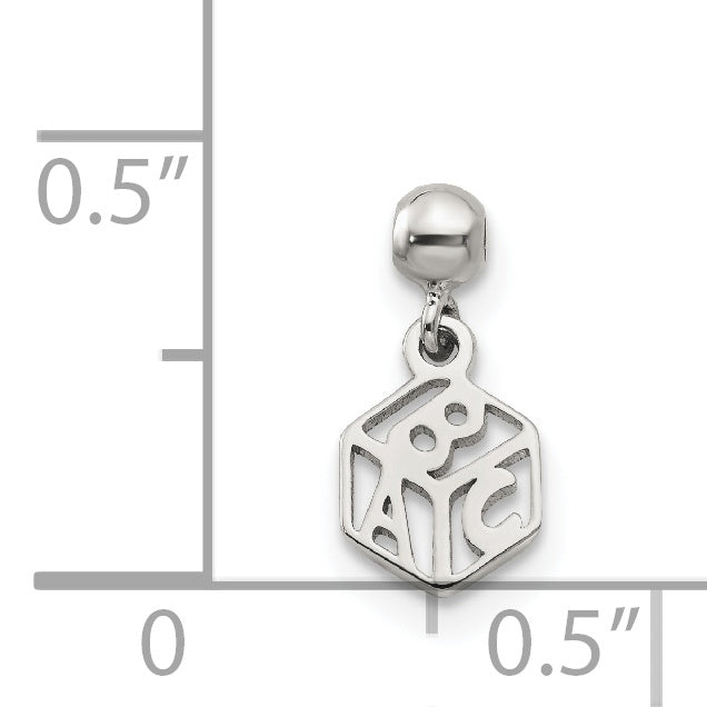 Sterling Silver Mio Memento Dangle Baby Block Charm
