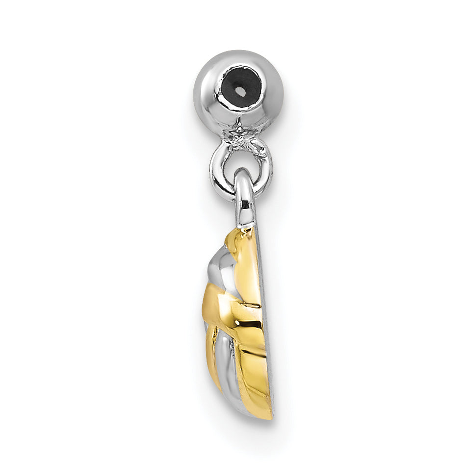 Sterling Silver Mio Memento Rhodium-Plated Gold-Tone Dangle Volley Ball Charm