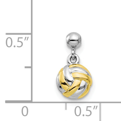 Sterling Silver Mio Memento Rhodium-Plated Gold-Tone Dangle Volley Ball Charm