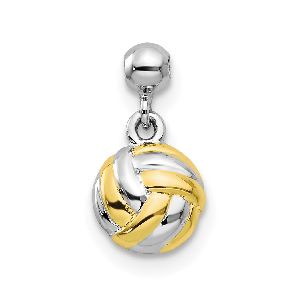 Sterling Silver Mio Memento Rhodium-Plated Gold-Tone Dangle Volley Ball Charm