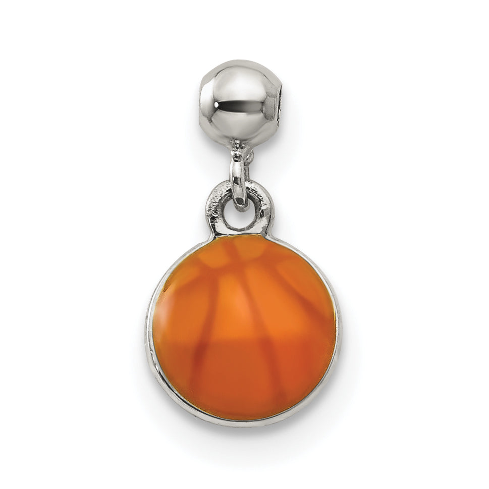 Sterling Silver Mio Memento Enamel Dangle Basket Ball Charm