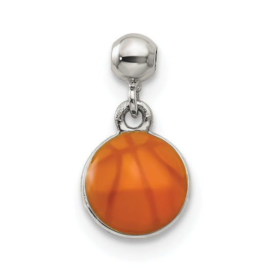 Sterling Silver Mio Memento Enamel Dangle Basket Ball Charm