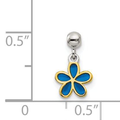 Sterling Silver Mio Memento Gold-Tone Blue Enamel Flower Charm