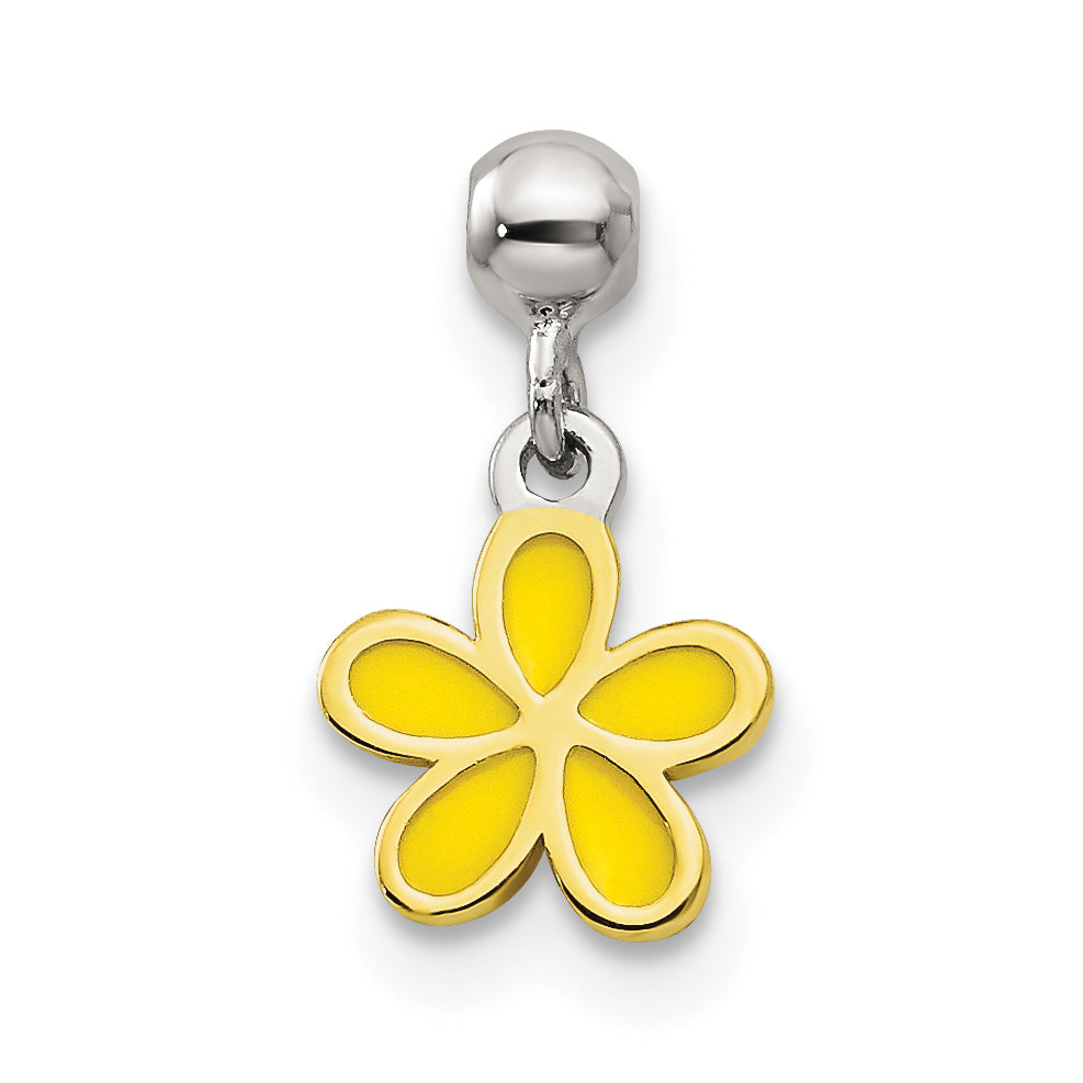 Sterling Silver Mio Memento Gold-Tone Yellow Enamel Flower Charm