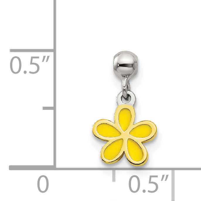 Sterling Silver Mio Memento Gold-Tone Yellow Enamel Flower Charm