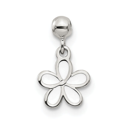 Sterling Silver Mio Memento White Enamel Dangle Flower Charm