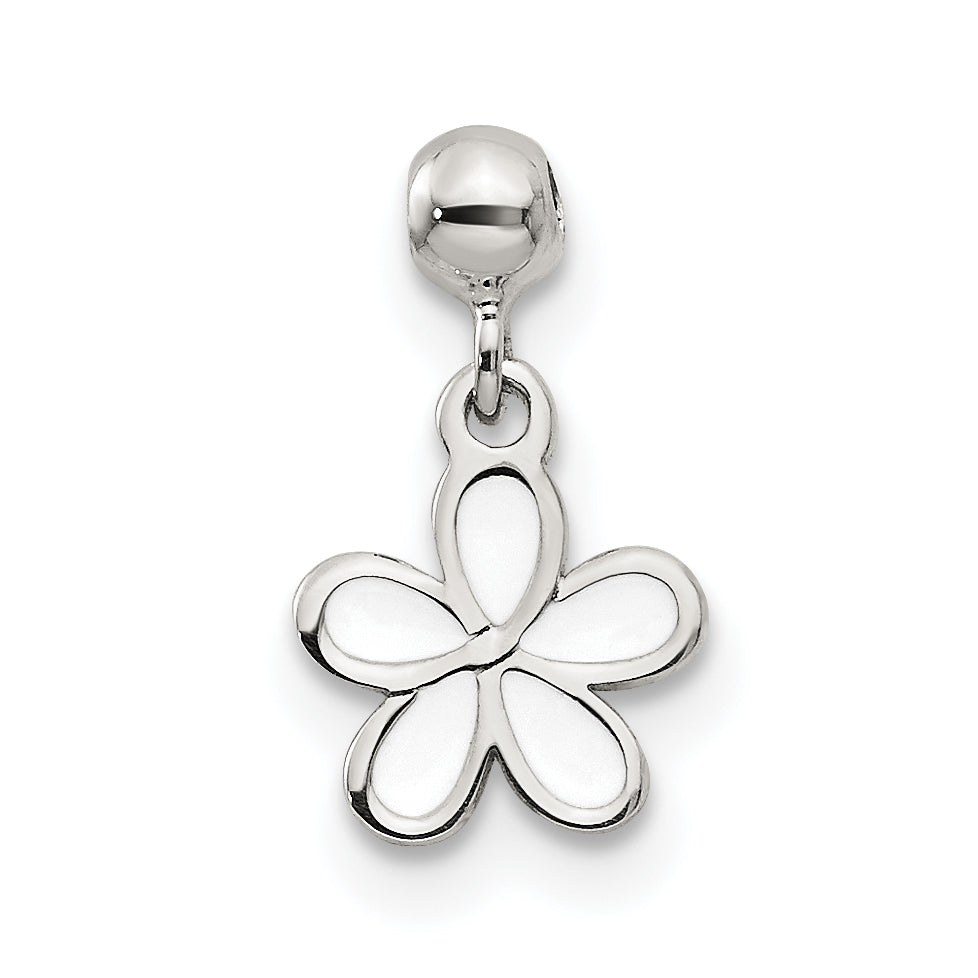 Sterling Silver Mio Memento White Enamel Dangle Flower Charm