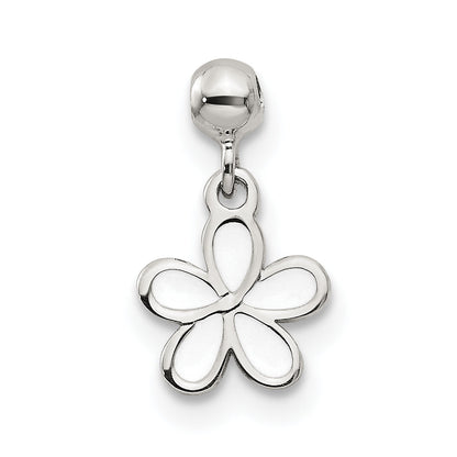 Sterling Silver Mio Memento White Enamel Dangle Flower Charm