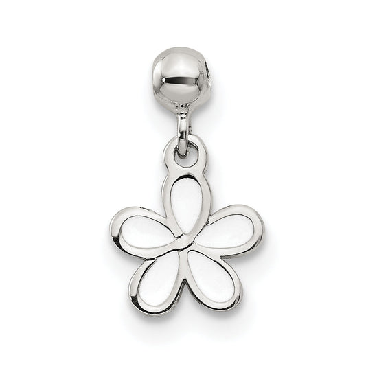 Sterling Silver Mio Memento White Enamel Dangle Flower Charm