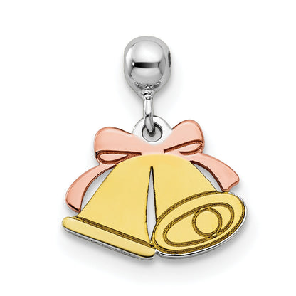 Sterling Silver Mio Memento Rhodium-Plated Rose-Tone And Gold-Tone Bell Charm