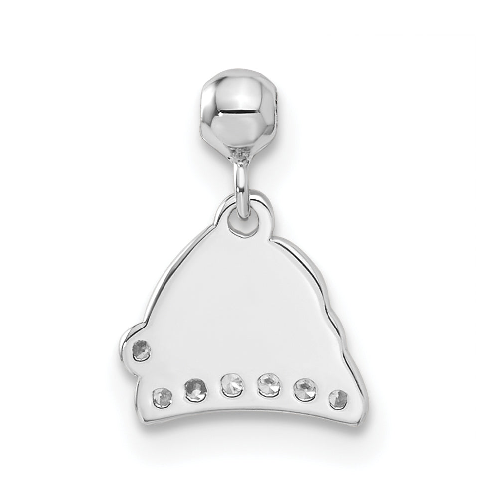 Sterling Silver Mio Memento Enamel With Cz Dangle Santa Hat Charm