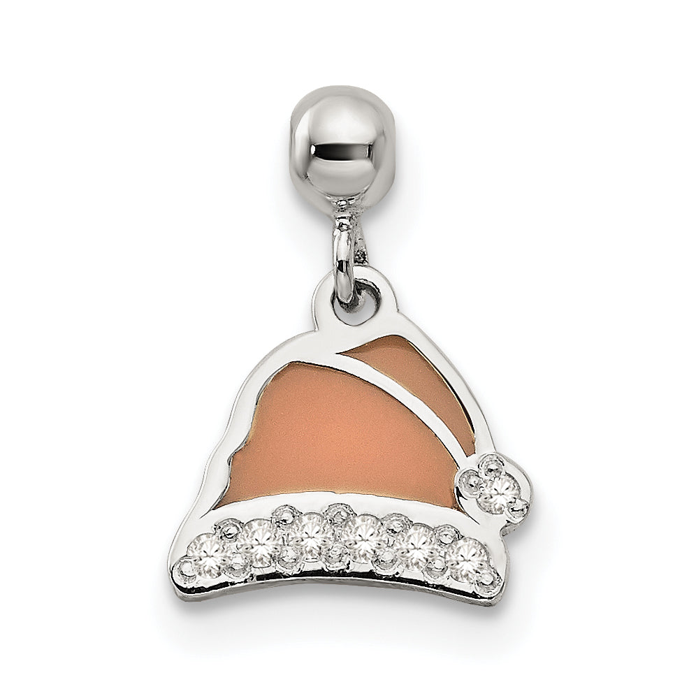Sterling Silver Mio Memento Enamel With Cz Dangle Santa Hat Charm