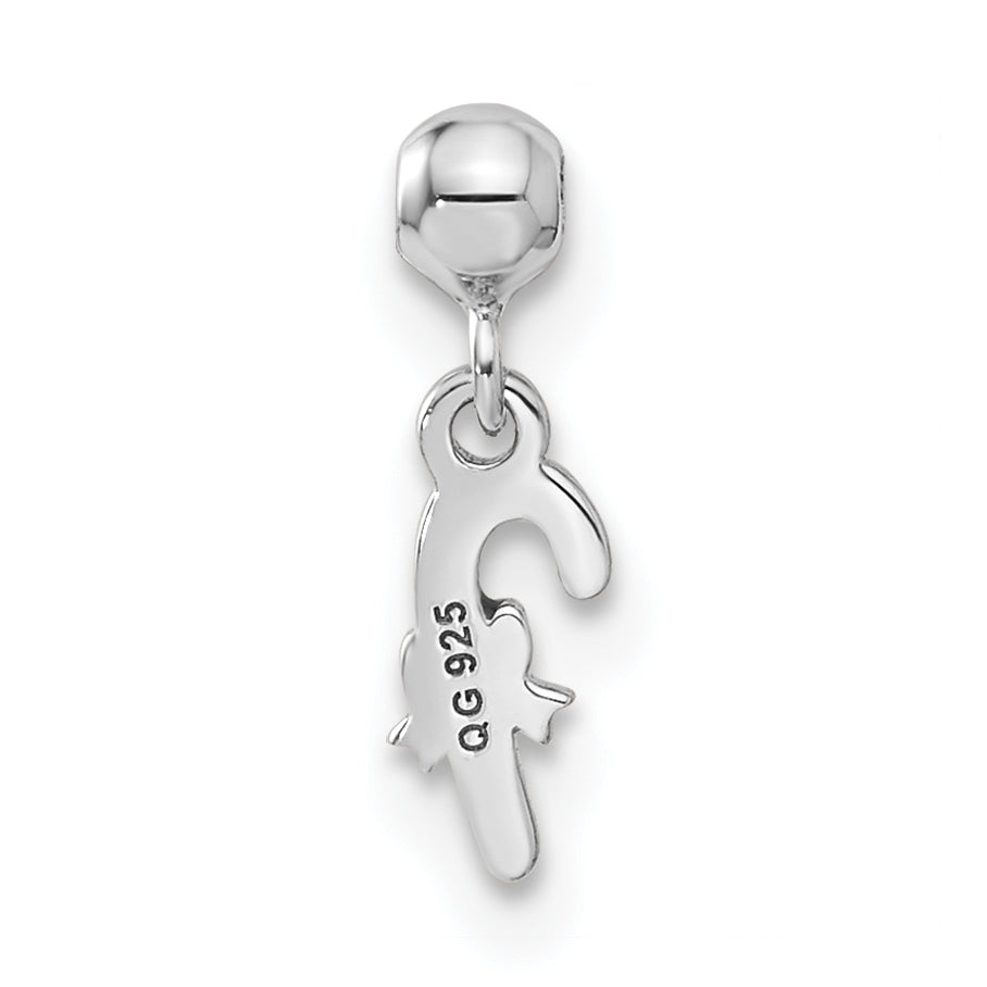 Sterling Silver Mio Memento Rhodium-Plated Gold-Tone Enamel Candy Cane Charm