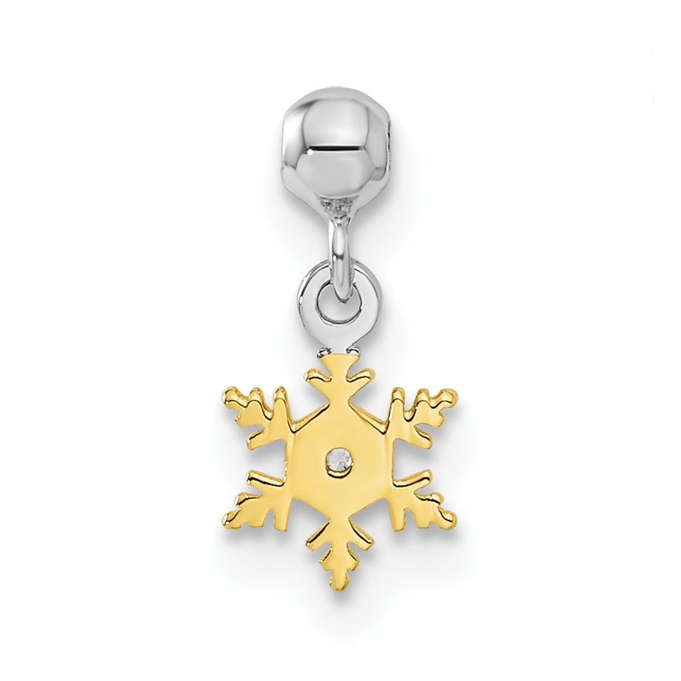 Sterling Silver Mio Memento Rhodium-Plated Gold-Tone Cz Snow Flake Charm