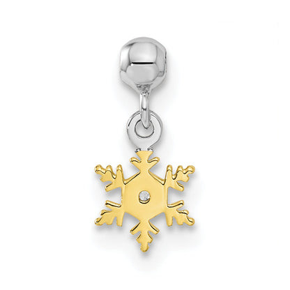Sterling Silver Mio Memento Rhodium-Plated Gold-Tone Cz Snow Flake Charm