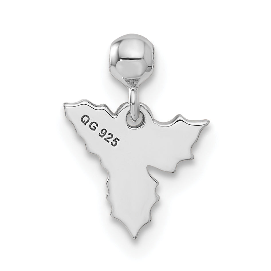 Sterling Silver Mio Memento Rhodium-Plated Rose-Tone Enamel Mistletoe Charm