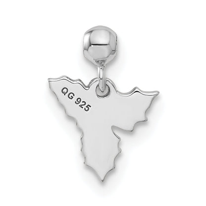 Sterling Silver Mio Memento Rhodium-Plated Rose-Tone Enamel Mistletoe Charm