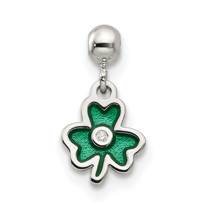 Sterling Silver Mio Memento Enamel With Cz Dangle Clover Charm