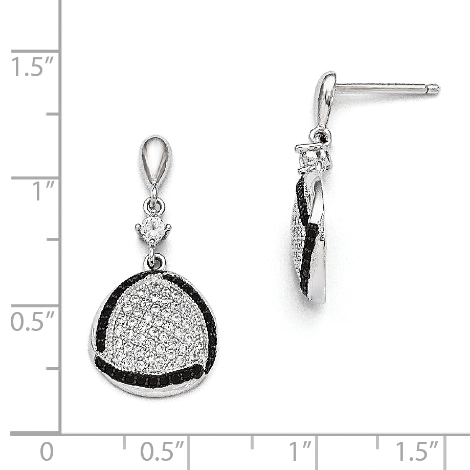 Sterling Silver & Cz True Fire Triangle Dangle Post Earrings