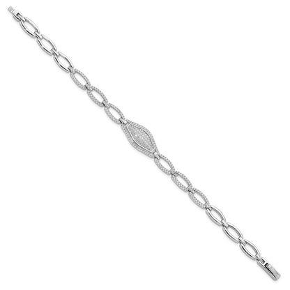 Sterling Silver Brilliant Embers Rhodium-Plated 218 Stone 7.5 Inch Micro Pav Cz Bracelet