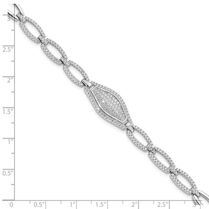 Sterling Silver Brilliant Embers Rhodium-Plated 218 Stone 7.5 Inch Micro Pav Cz Bracelet