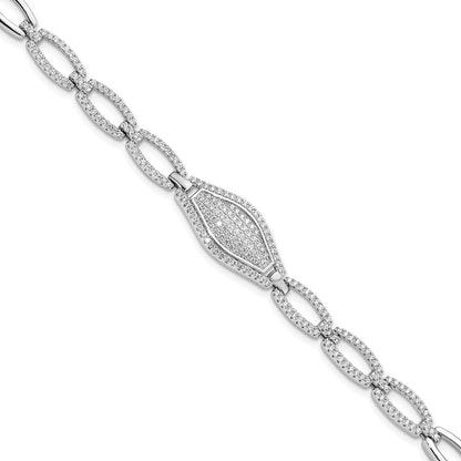 Sterling Silver Brilliant Embers Rhodium-Plated 218 Stone 7.5 Inch Micro Pav Cz Bracelet