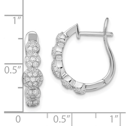 Sterling Silver Brilliant Embers Rhodium-Plated 92 Stone Micro Pav Cz Hinged Hoop Earrings
