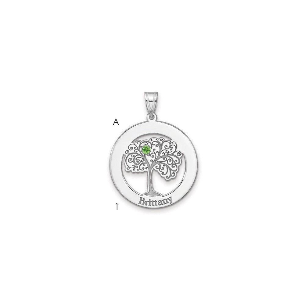 Sterling Silver Silver/Rhodium-Plated 1 Birthstone With Ss Bezel Family Pendant