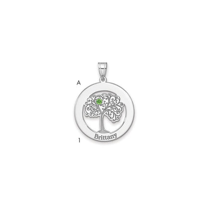 Sterling Silver Silver/Rhodium-Plated 1 Birthstone With Ss Bezel Family Pendant