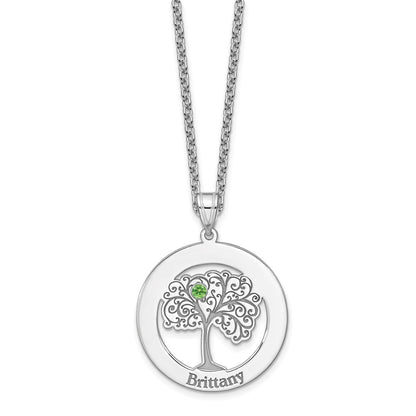 Sterling Silver Silver/Rhodium-Plated 1 Birthstone With Ss Bezel Family Pendant
