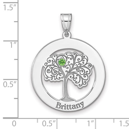 Sterling Silver Silver/Rhodium-Plated 1 Birthstone With Ss Bezel Family Pendant