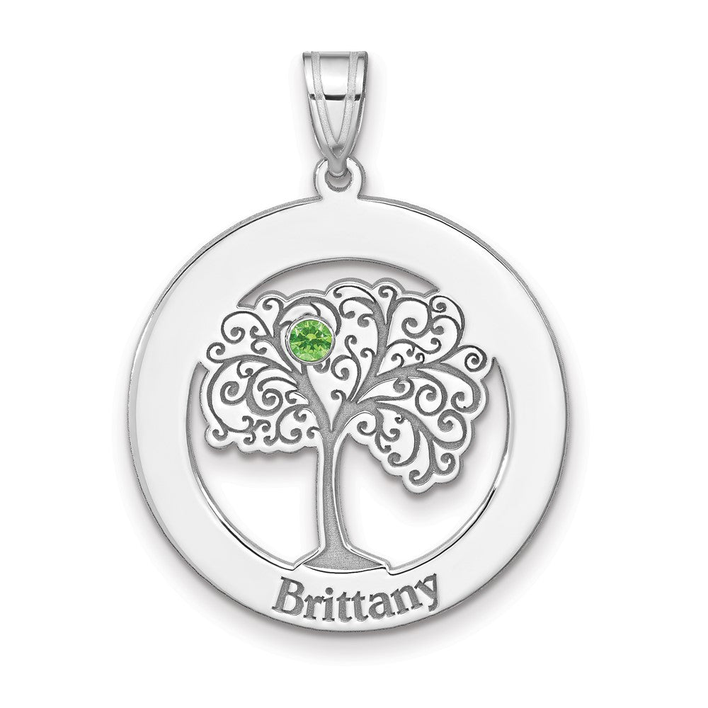 Sterling Silver Silver/Rhodium-Plated 1 Birthstone With Ss Bezel Family Pendant