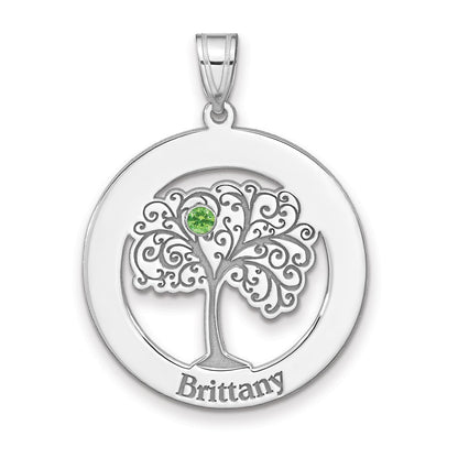 Sterling Silver Silver/Rhodium-Plated 1 Birthstone With Ss Bezel Family Pendant