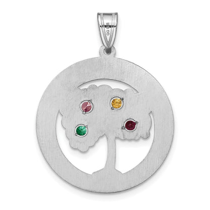 Sterling Silver Silver/Rhodium-Plated 4 Birthstone With Ss Bezel Family Pendant