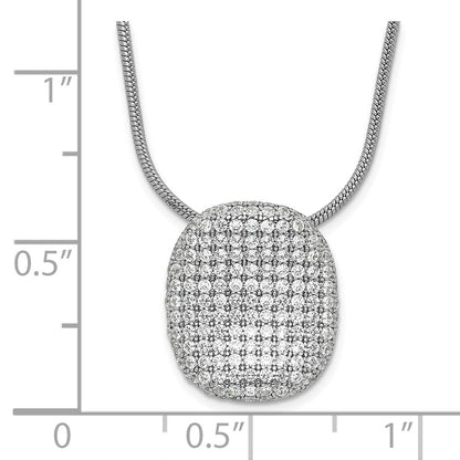 Sterling Silver Rhodium-Plated Cz Brilliant Embers Pave Oval Necklace