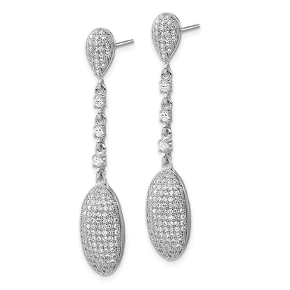 Sterling Silver Brilliant Embers Polished Cz Post Dangle Earrings