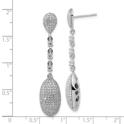 Sterling Silver Brilliant Embers Polished Cz Post Dangle Earrings