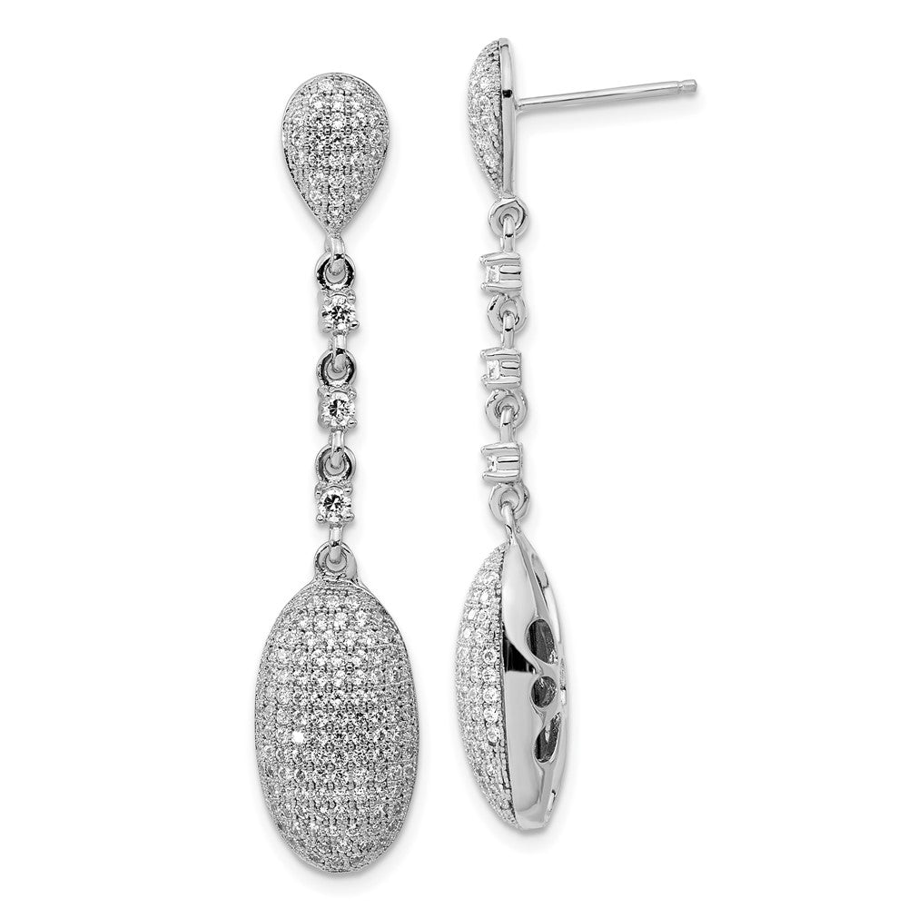 Sterling Silver Brilliant Embers Polished Cz Post Dangle Earrings